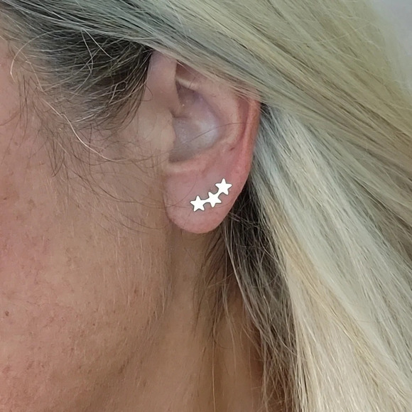 🔥LAST PAIR🔥 STAR TRIO CLIMBER STYLE EARRINGS - Picture 3 of 6